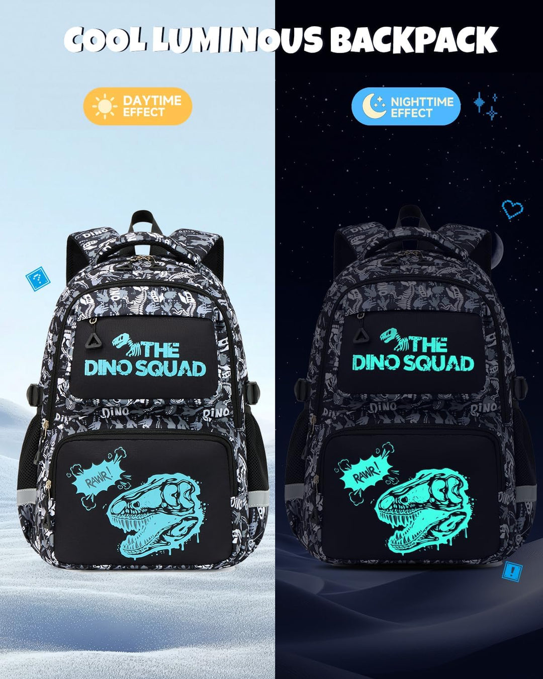 Amythe Schulrucksack Jungen Teenager, Schultasche Kinder mit Reflektoren für 1. bis 4. Klasse, Leuch