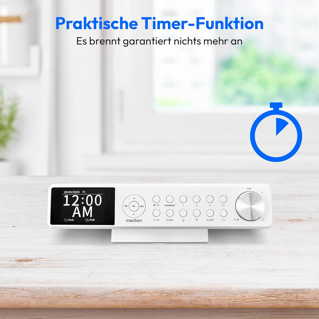 MEDION P66750 Küchen Unterbauradio (DAB+ Küchenradio, PLL UKW Radio, dimmbares TFT Farbdisplay, Koch