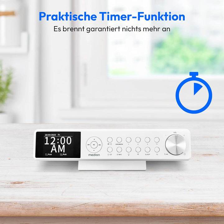 MEDION P66750 Küchen Unterbauradio (DAB+ Küchenradio, PLL UKW Radio, dimmbares TFT Farbdisplay, Koch