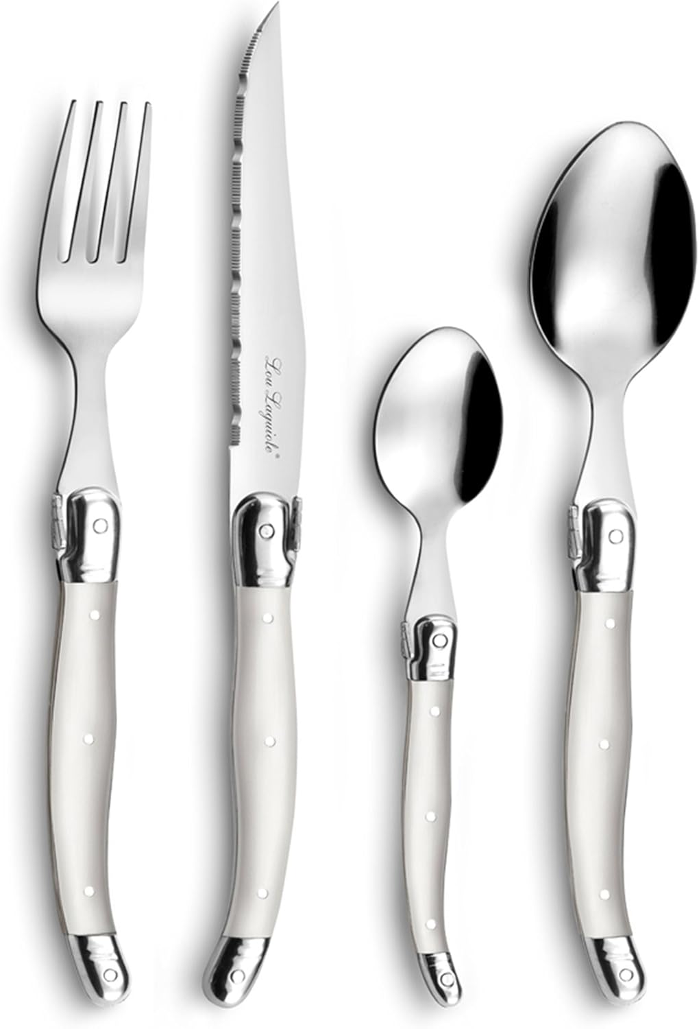 LOU LAGUIOLE TRADITION Steakmesser Besteck Set 24-teilig | Steakbesteck mit Tradition und Stil | Gri
