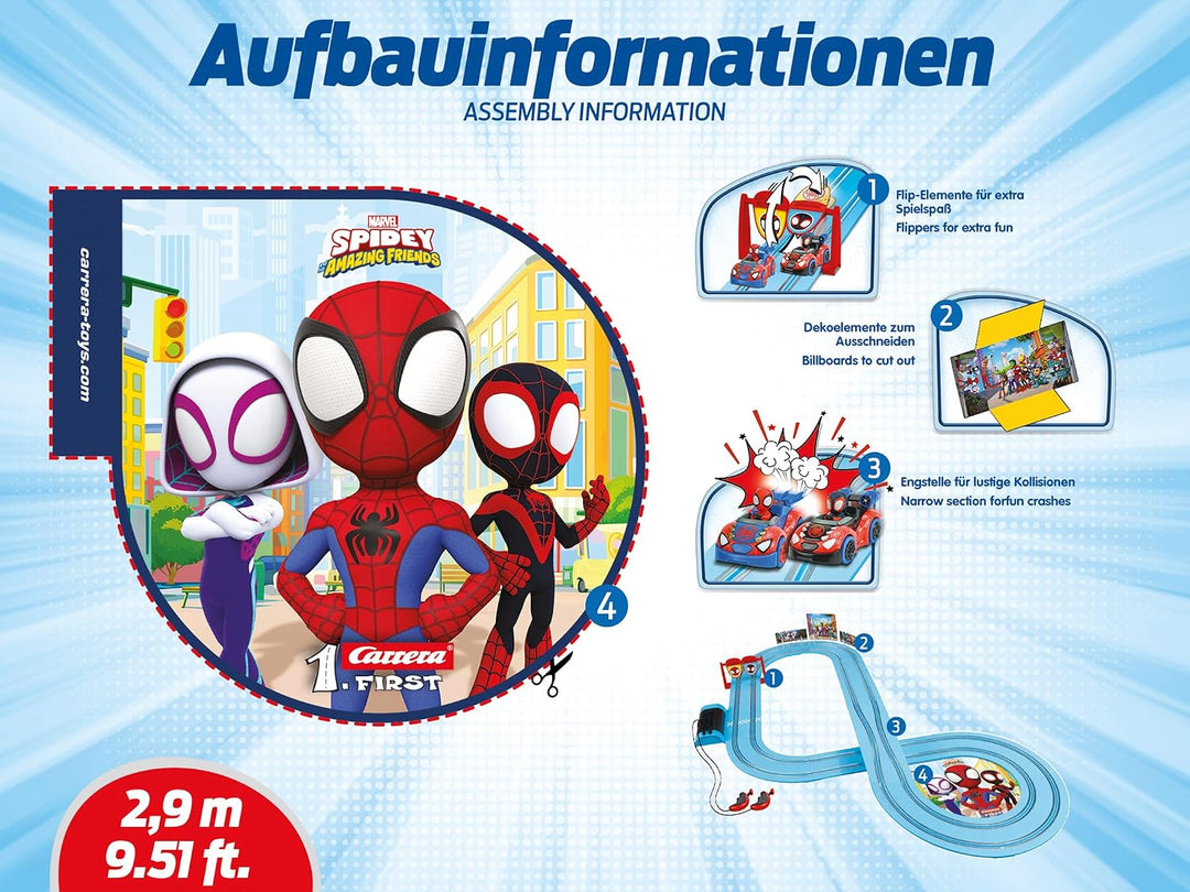 Carrera - 20063050 - Carrera First I Spidey Go Webs Go Rennbahn-Set I Auto für Rennbahn | Rennbahnen