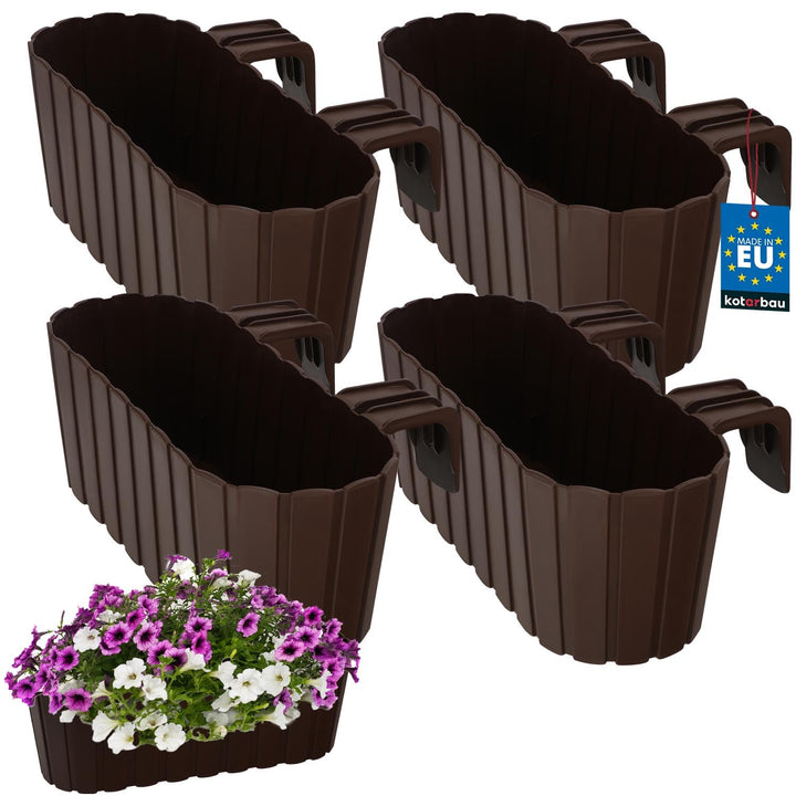 KOTARBAU® 4er Set Blumenkasten für Balkon - 40 x 15 x 15 cm - Blumenkasten für Balkongeländer - Balk