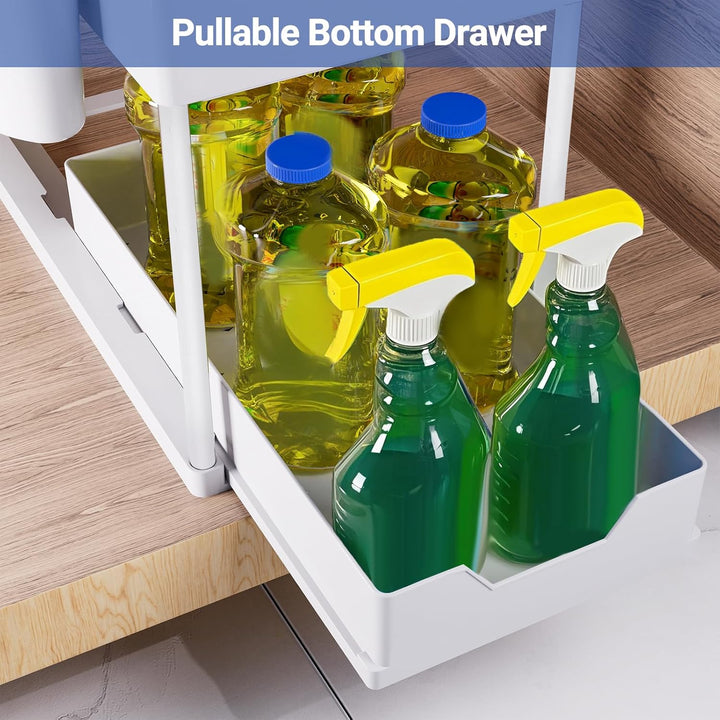 Puricon Unter Waschbecken Regal, 2 Etagen Standregal Küche Arbeitsplatte Regal Organizer, Mehrfunkti