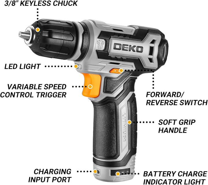 Akkuschrauber Klein Akkubohrer：DEKOPRO 12V Power Akku-Bohrer-Set mit kleinen Elektrobohrern und 3/8-