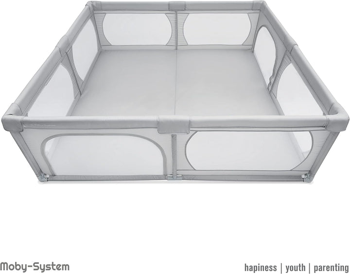 Moby-System Kinderlaufstall Baby Laufgitter Set - Aktivitätszentrum mit Rutschfester Basis, Schutzg