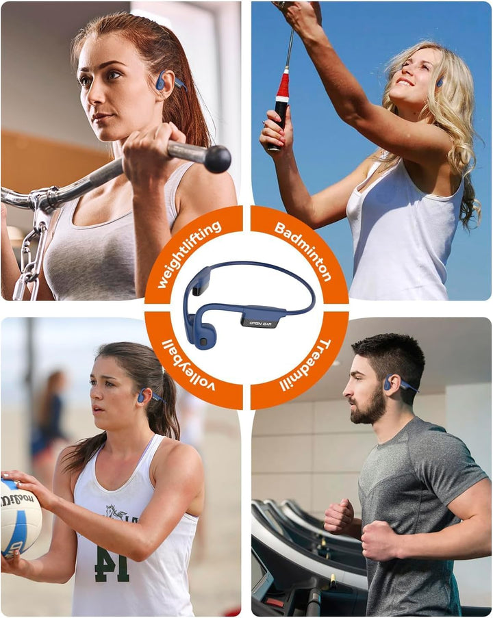 SANOTO Knochenschall Kopfhörer, Open Ear Kopfhörer Bluetooth 5.3, 8 Stunden Akkulaufzeit, Bone Condu