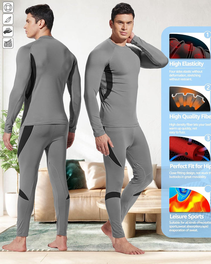 UNIQUEBELLA Thermo Unterwäsche Set, Funktionswäsche Herren Skiunterwäsche Winter Suit Ski Thermo-Unt