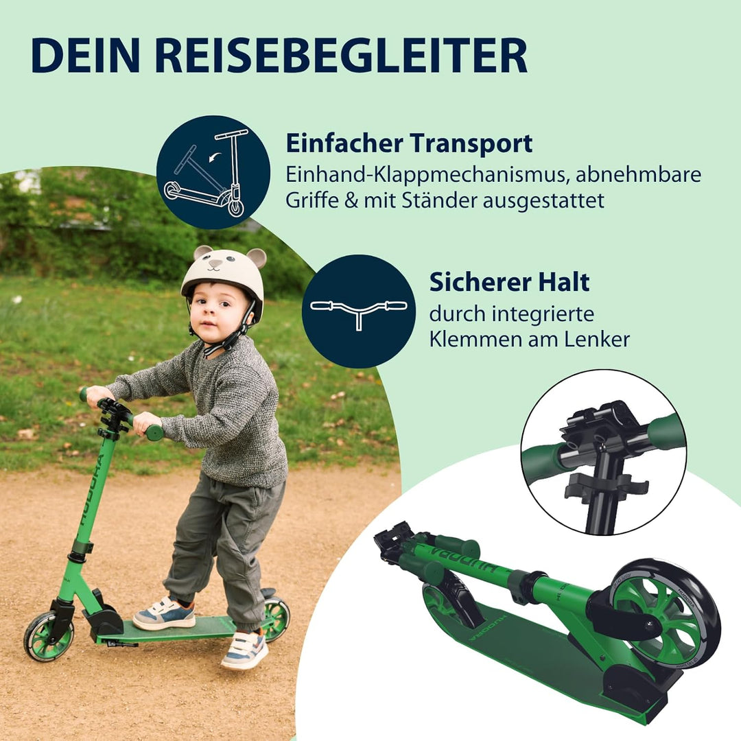 HUDORA Scooter Up 145 Junior - Hochwertiger & sicherer Kinder Roller ab 3 Jahre - Zusammenklappbarer