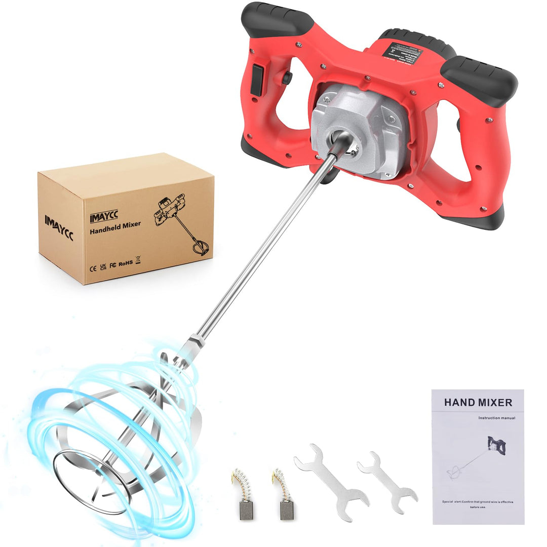 IMAYCC Mörtelrührer Rührwerk 2100W, 270-930U/min 6-Gang Einstellung Betonmischer 220V, M14 Spiralsta