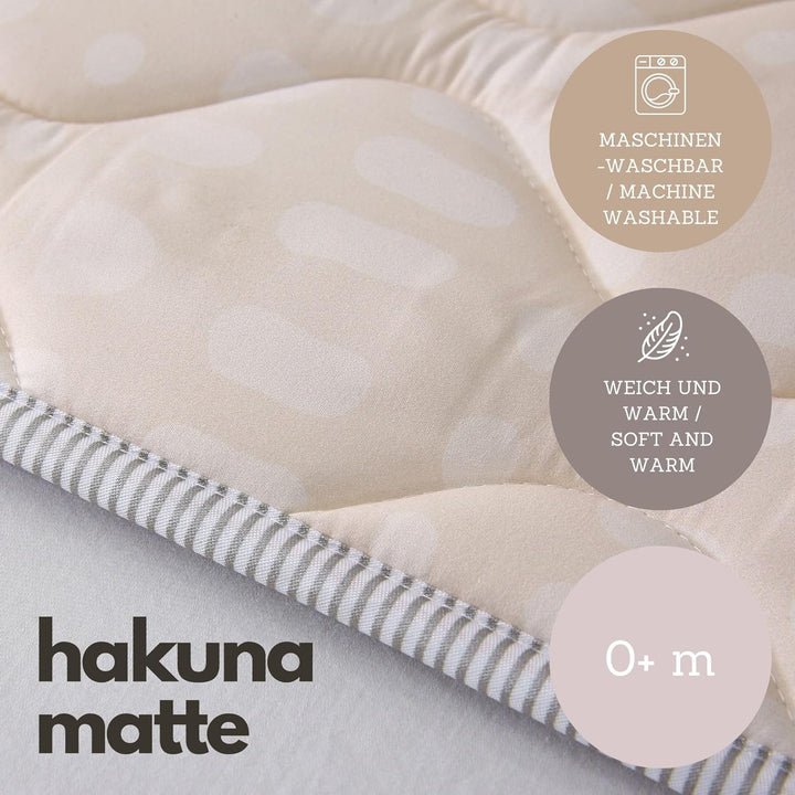 Gesteppte Krabbeldecke Baby 127cm, Hygge beige – extra Dicke 1,5cm weiche Baby Krabbelmatte – Baby S