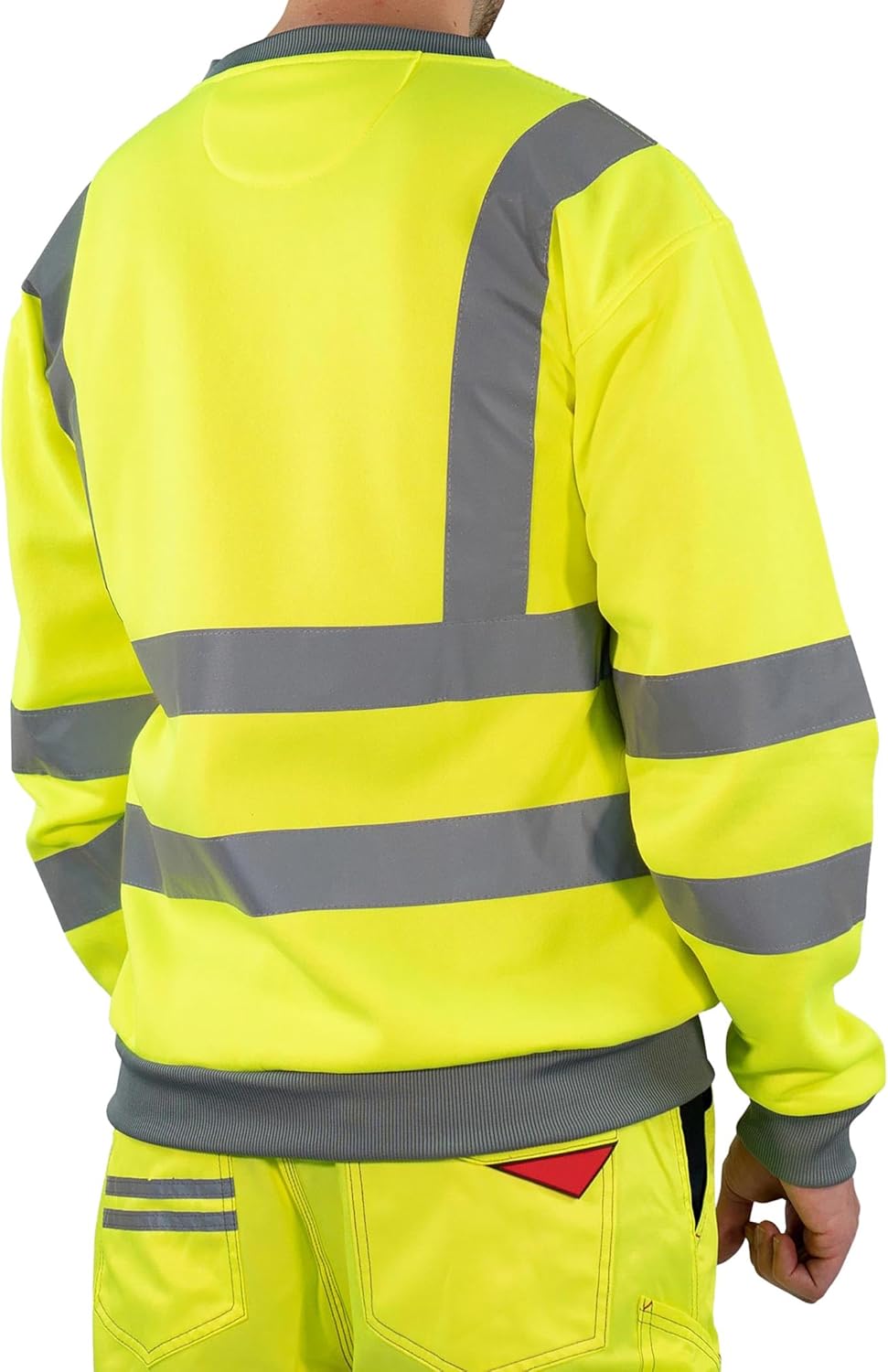 Warnschutz Pullover Herren EN ISO 20471 Klasse 3 Sicherheits-Sweatshirt mit Reflexstreifen, Rundhals