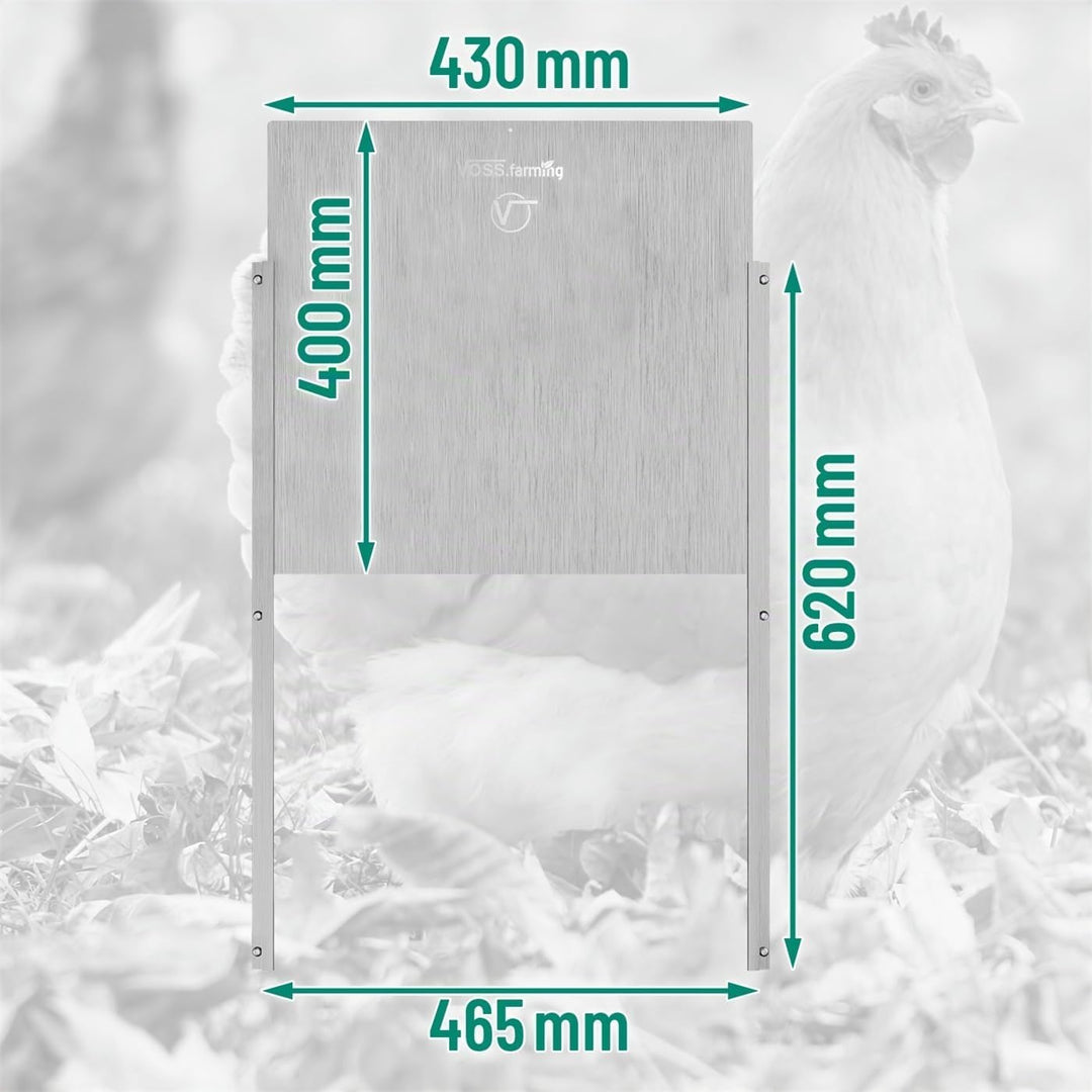 VOSS.farming Hühnerklappe Tür, Hühner-Schiebetür für automatische Hühnerklappe, Alu 430 x 400mm, Hüh