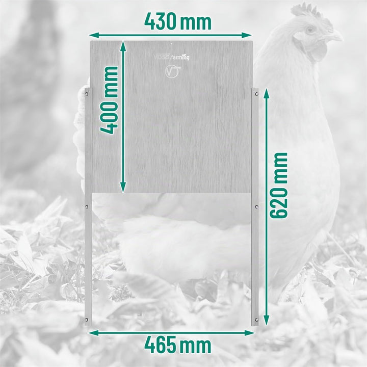 VOSS.farming Hühnerklappe Tür, Hühner-Schiebetür für automatische Hühnerklappe, Alu 430 x 400mm, Hüh