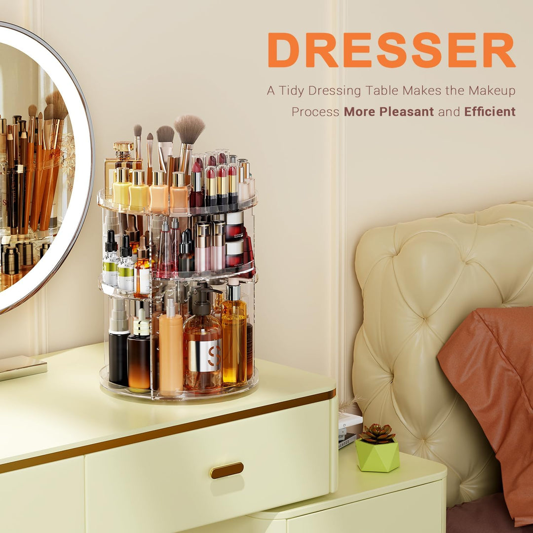 Auxmir Schminktisch Organizer mit 9 Einstellbaren Stufen, Make Up Organizer 360° Drehbar, Extra Grös