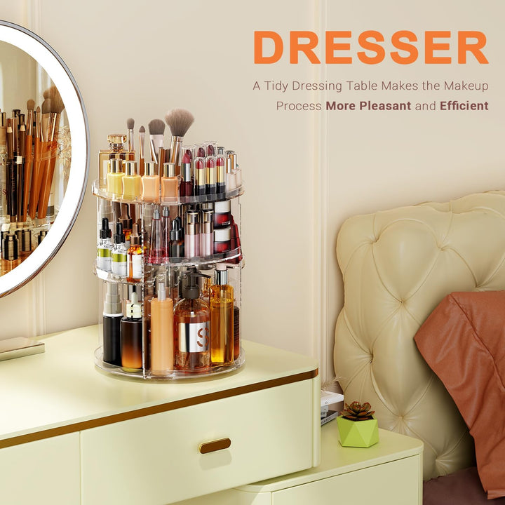 Auxmir Schminktisch Organizer mit 9 Einstellbaren Stufen, Make Up Organizer 360° Drehbar, Extra Grös