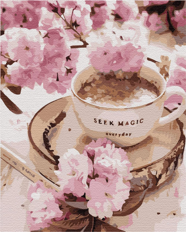Artnapi Malen nach Zahlen Erwachsene mit Rahmen | DIY Handgemalt | Blumen - Morgenkaffee | Kit für A