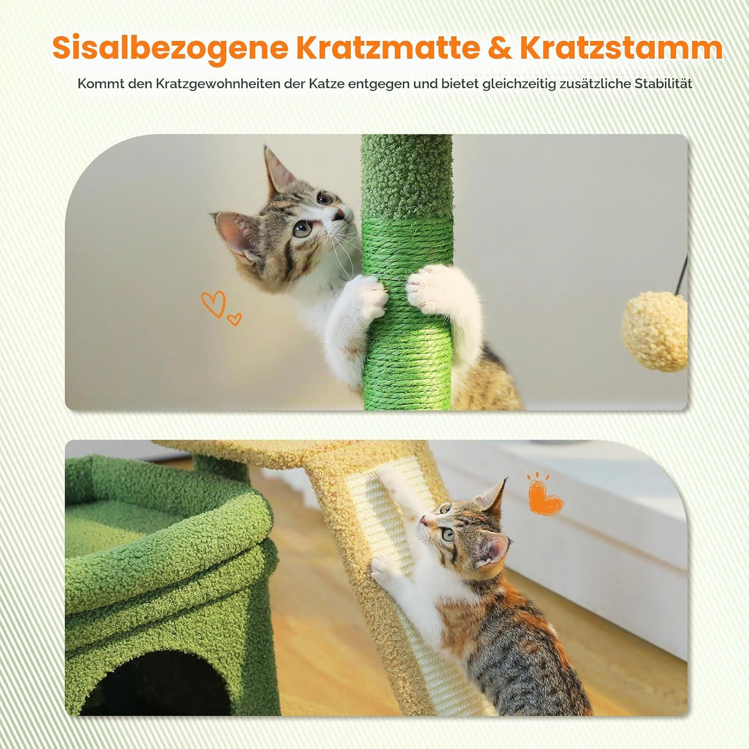 PETEPELA Kleiner Kratzbaum für grosse ausgewachsene Katzen mit breiter oberer Liegefläche, privater