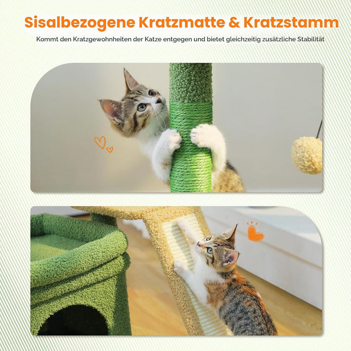 PETEPELA Kleiner Kratzbaum für grosse ausgewachsene Katzen mit breiter oberer Liegefläche, privater