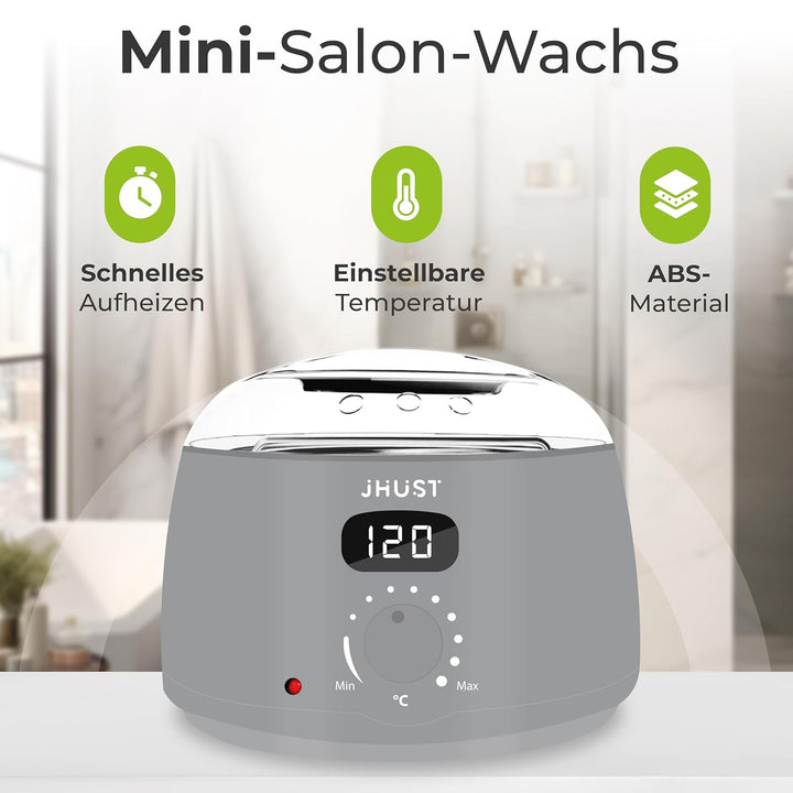 Wachswärmer-Set Grau mit 600 g Wachsperlen und umfangreichem Zubehör, inklusive After-Wax-Spray, Wac