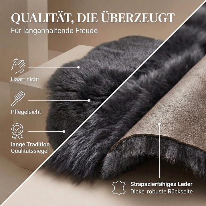 Premium Lammfell Schaffell von LANABEST. Echtes Fell mit ganz zarter Wolle. Kuschelfell, geruchsarm,