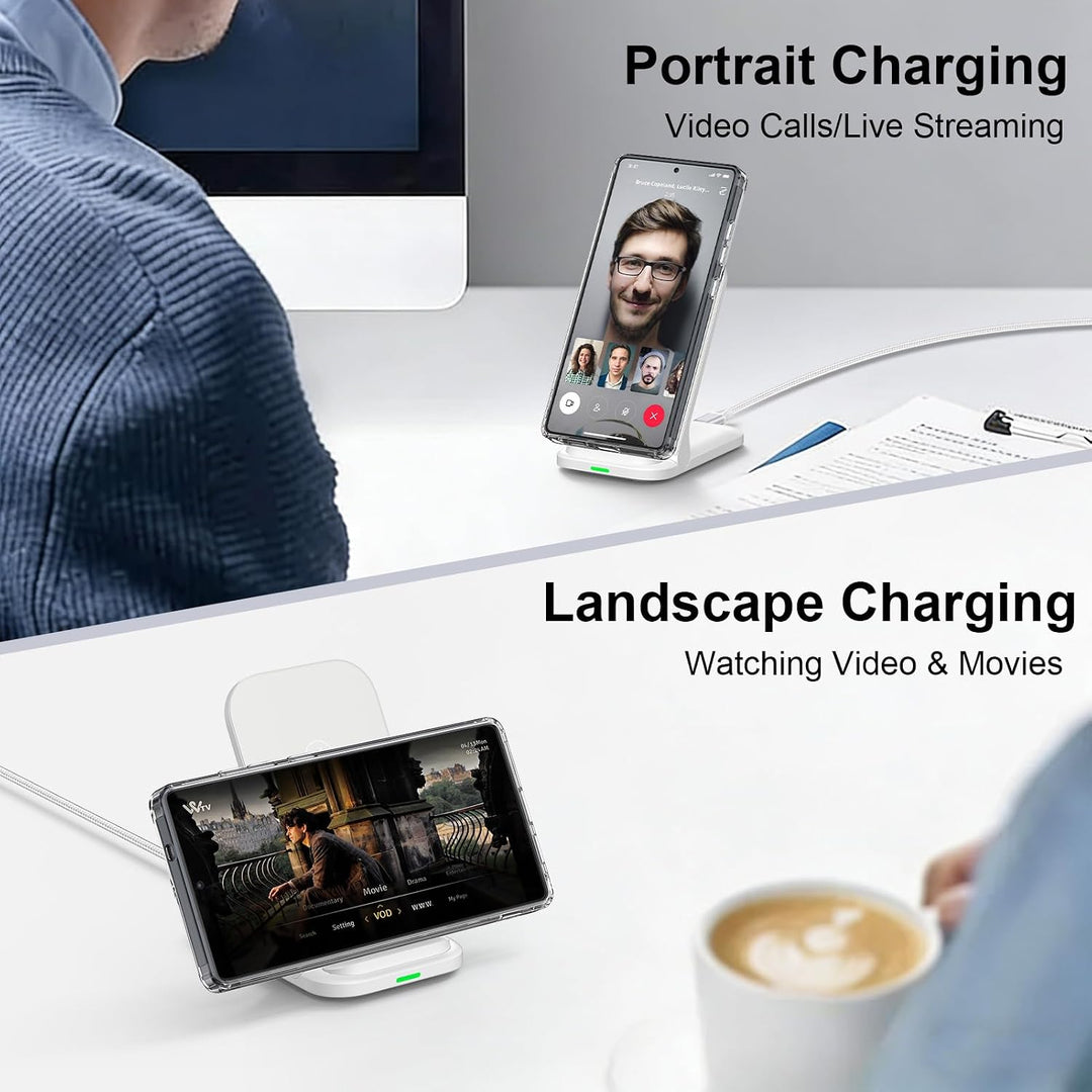 15W Induktive Ladestation Samsung, Wireless Charger mit 18W Schnellladegerät, Google Pixel Stand für