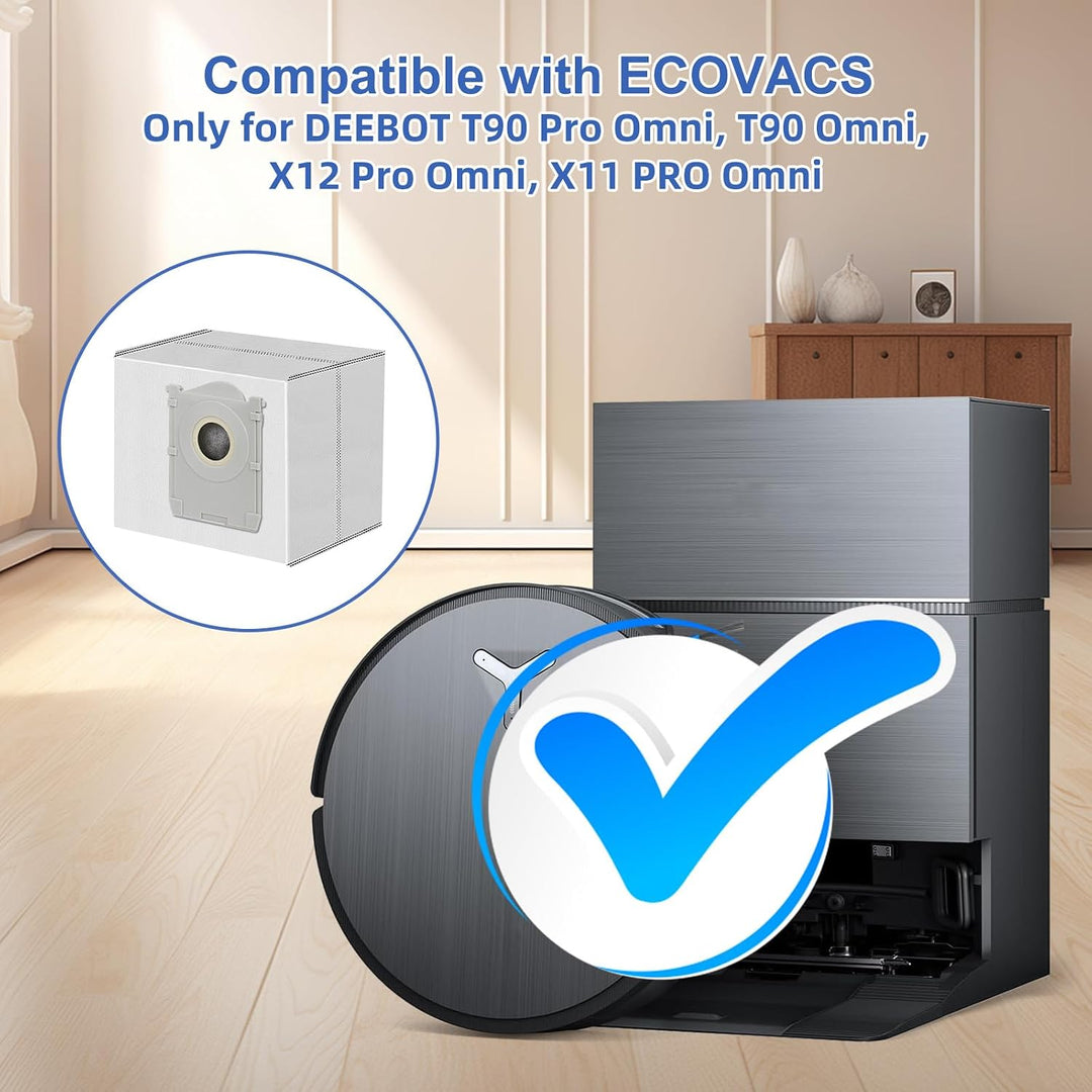 12 Stück Staubbeutel für Ecovacs T90 Omni, T90 Pro Omni, X11 Pro Omni, X12 PRO OMNI Saugroboter, Ers
