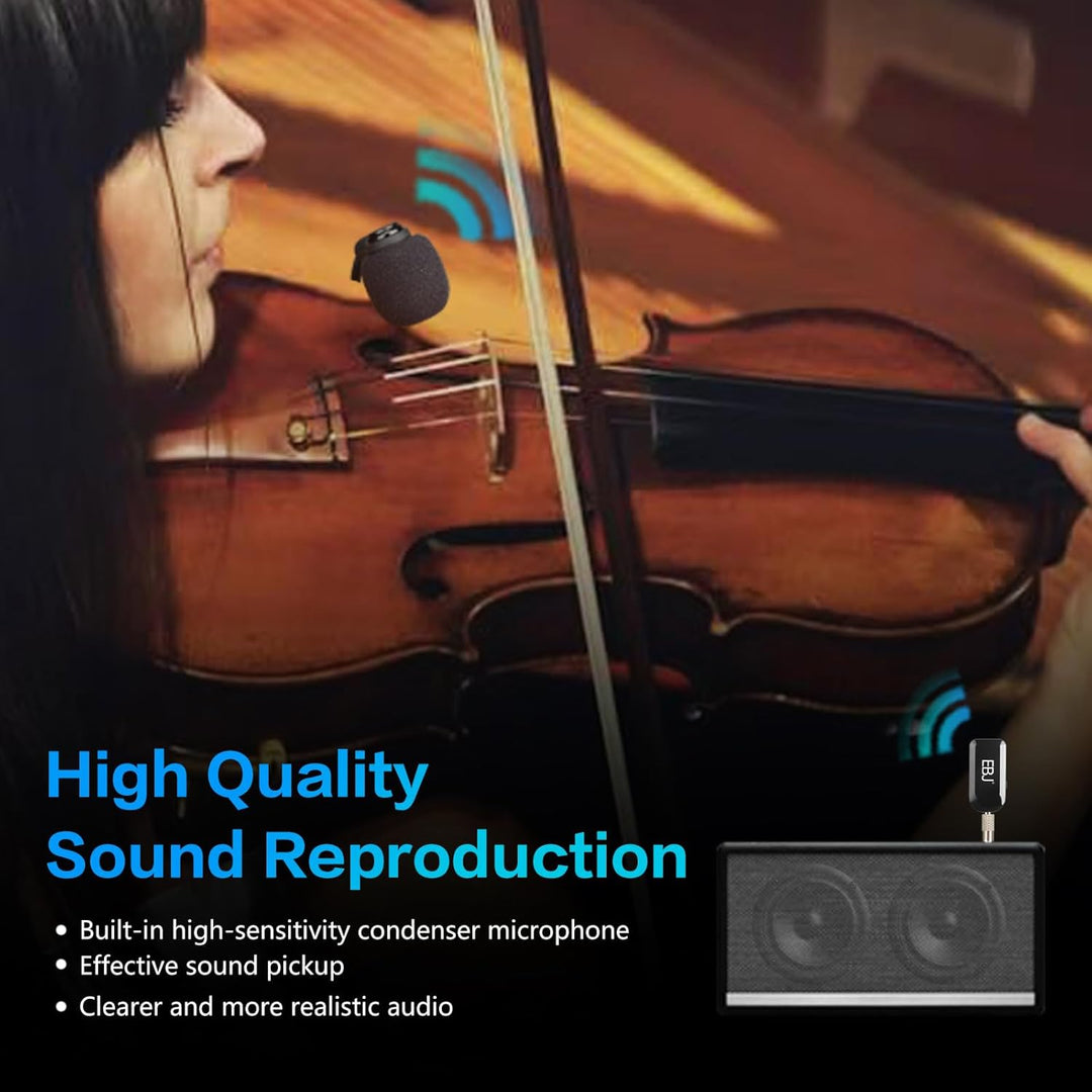 EBJ 2,4 G Instrumenten-Mikrofonempfänger mit abnehmbarem Saugnapf für Gitarre, Violine, Cello, Akkor