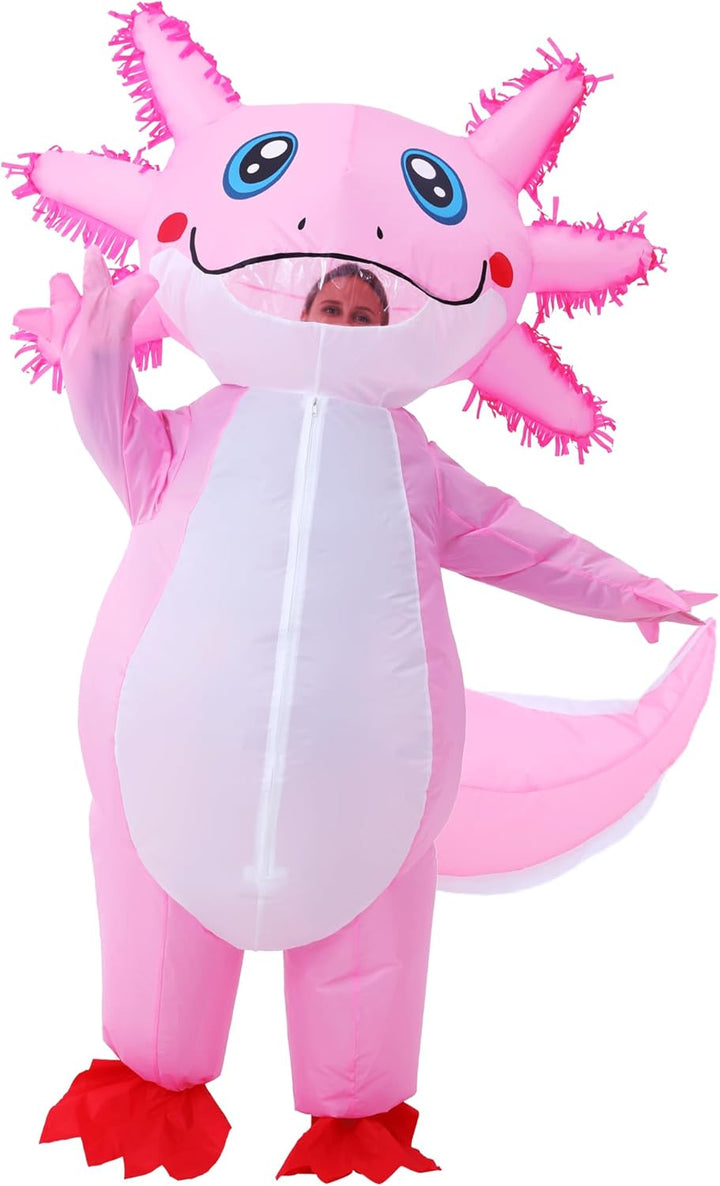 JOYBRO Aufblasbares Axolotl Kostüm, Lustiges Axolotl Kostüm, Perfekt für Halloween, Karneval, Cospla