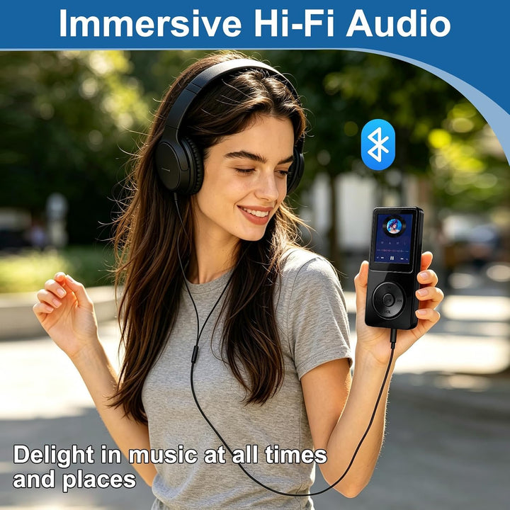 64GB MP3 Player Bluetooth 5.3 mit 1.8" TFT Farbbildschirm HiFi Musik Kinder MP3-Player mit Lautsprec