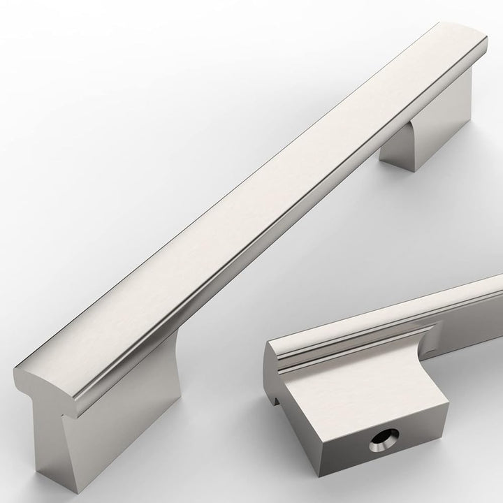 Amerdeco 10 Stück Möbelgriffe Gebürsteter Nickel 128mm Lochabstand Schubladen Griffe für Küchenschrä