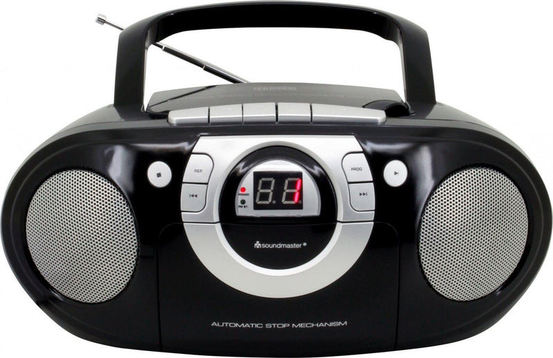 Soundmaster SCD5100SW Radio Kassettenspieler mit CD Spieler in schwarz, schwarz