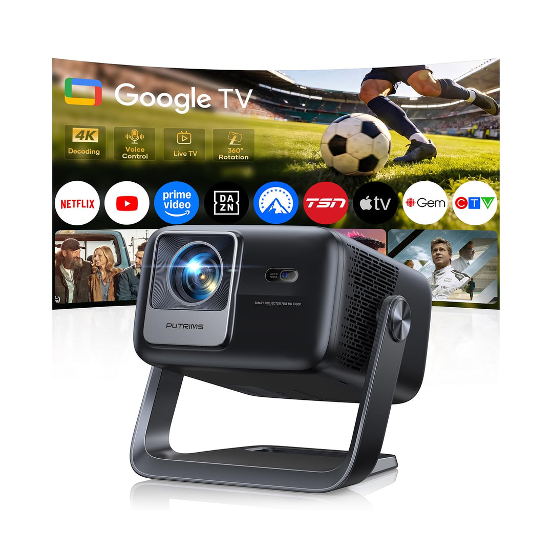 Smart Beamer 4K Autofokus/6D Trapezkorrektur WiFi Bluetooth Mattschwarz, Mattschwarz