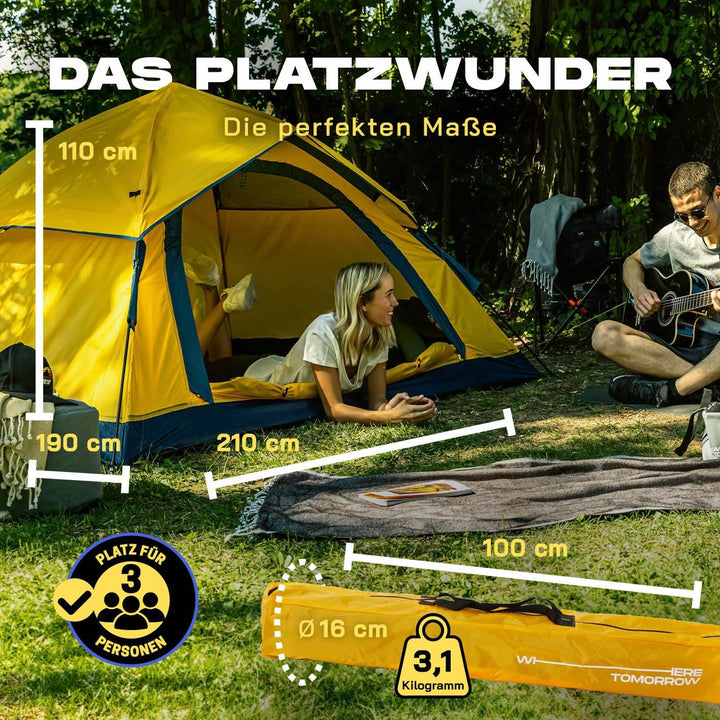 Lumaland Camping Zelt | Leichtes Pop Up Wurfzelt | 2-4 Personen Kuppelzelt | Trekking &amp; Festival Igl