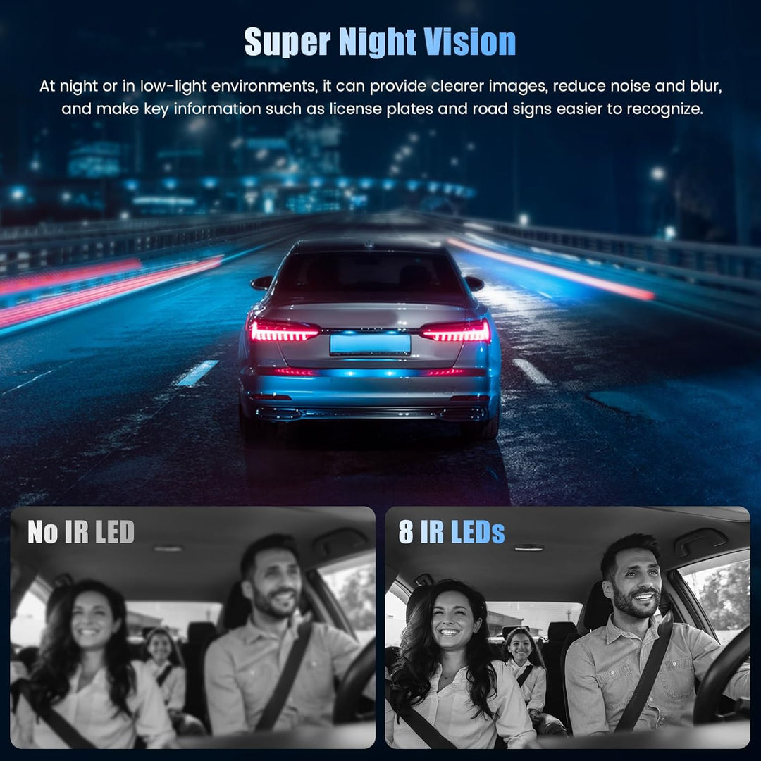 4 Kanal Dashcam Auto Vorne Hinten 2K+1080P*3, 360° 4 Kanal Dashcam, WiFi Dash Cam mit APP Steuerung,