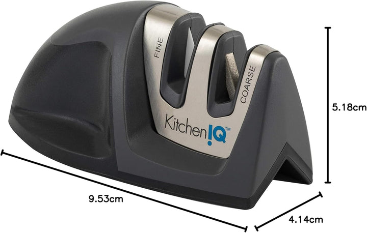 KitchenIQ 50825, Diamant Deluxe Edge Grip, 2-stufiger Messerschärfer, schwarz, grob und fein, kompak