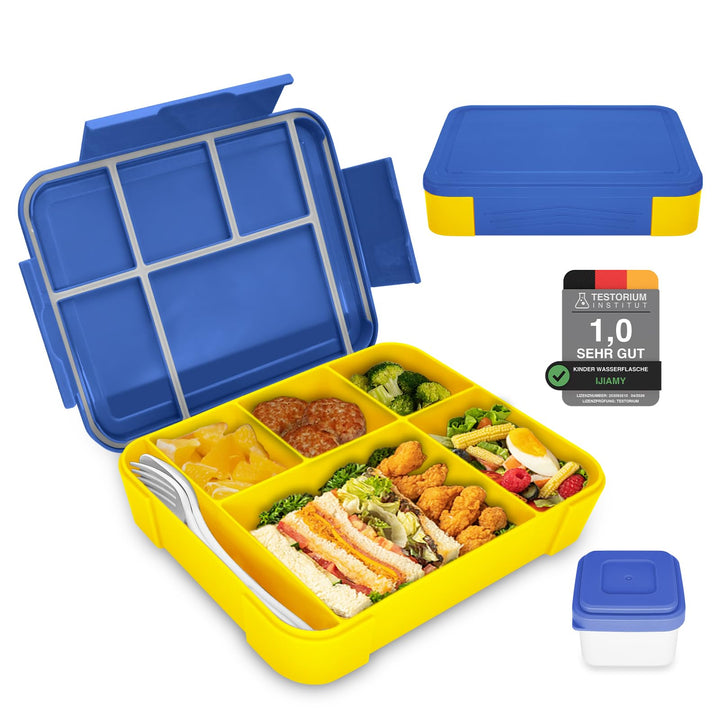 IJIAMY Brotdose Kinder mit Fächern, 1300ml Jausenbox Kinder, Auslaufsicher Bento Box, Lunchbox Kinde