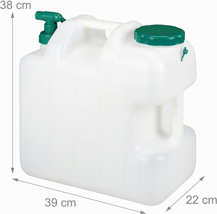 Relaxdays Wasserkanister mit Hahn, 25 Liter, Kunststoff bpa-frei, Weithals Deckel, Griff, Camping Ka