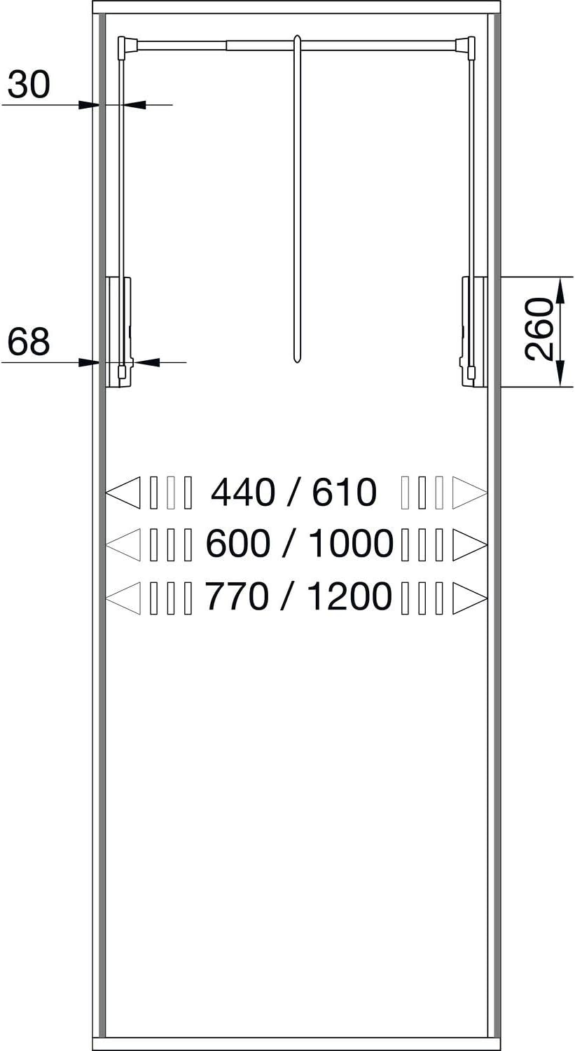 Servetto SE08LA GA0 Kleiderlift Junior, H 850,KB 770-1200mm, Tragkr.10KG, KS FE SIL.grau, grau/silbe