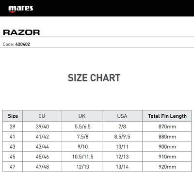 Mares Fins Razor Flossen 43/44 Grau, 43/44 Grau