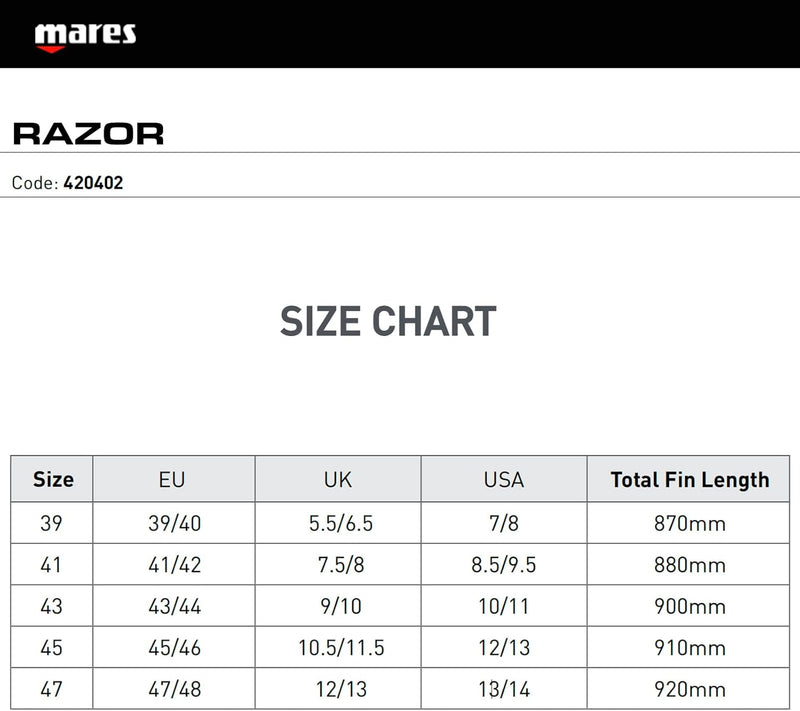 Mares Fins Razor Flossen 43/44 Grau, 43/44 Grau