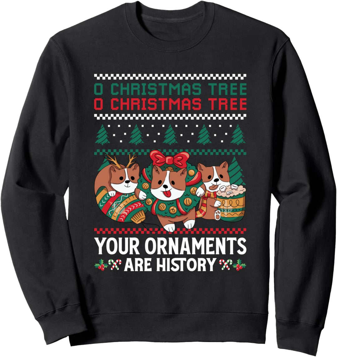 Cats O Christmas Tree Funny Ornaments Pyjama Sweatshirt