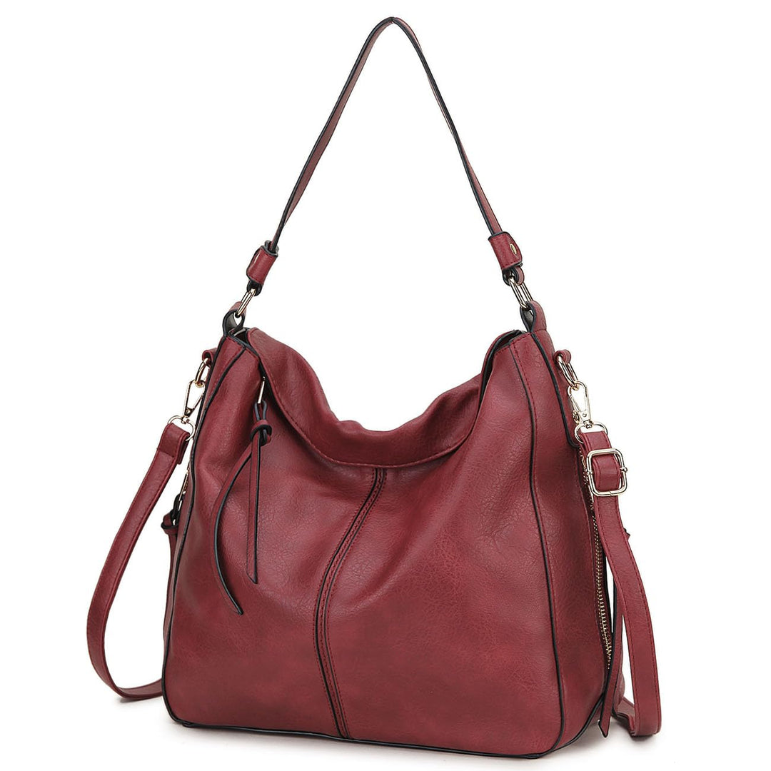 VX VONXURY Handtaschen für Frauen, Medium Vegan Leder Hobo Taschen Geldbörse für Damen Burgunderfarb