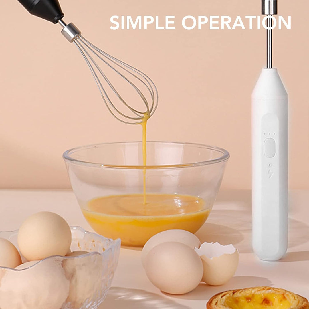 Handheld USB Lade Elektrische Schneebesen Tragbare Edelstahl Milchaufschäumer Küche Bar Liefert (Wei
