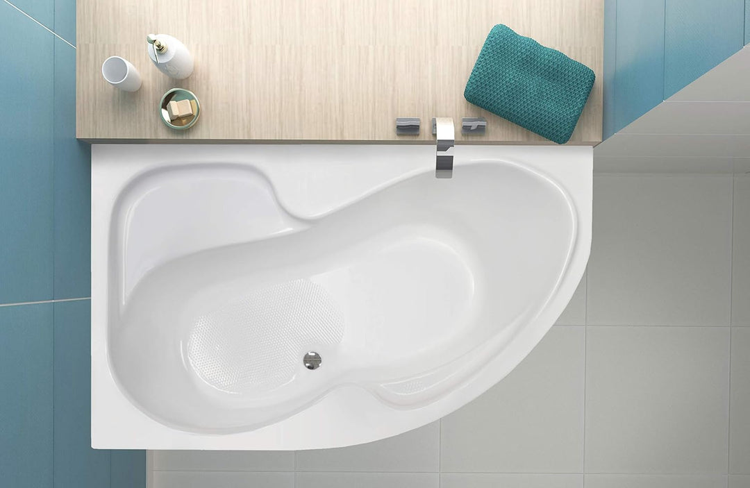ECOLAM® Badewanne WELA 170x100 cm LINKS Schürze | Wanne mit Antirutsch Beschichtung I Eckwanne Eckba