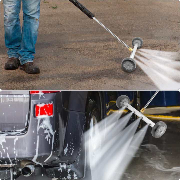 QWORK® Auto Hochdruck Unterbodenreiniger, Unterboden Auto hochdruckreiniger, Wasserbesen mit 2 Stück