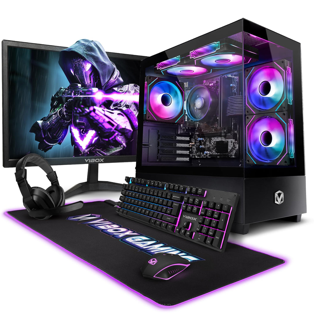 Vibox I-48 Gaming PC - 22 Zoll Set Komplett - Quad Core AMD Ryzen 3200G 4GHz - Radeon Vega 8-16GB RA