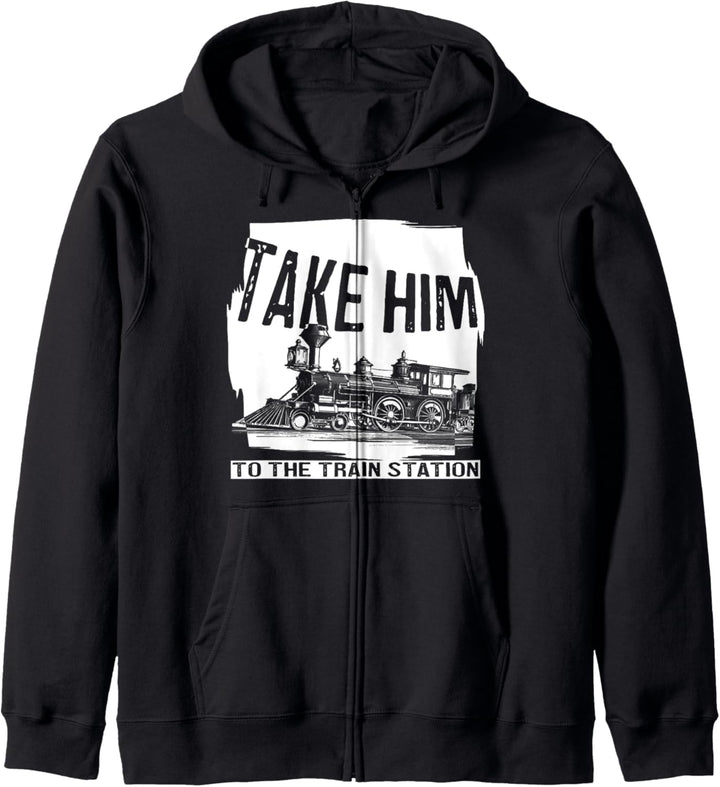 Bring ihn zum Bahnhof T Rip Graphic Vintage Train Kapuzenjacke