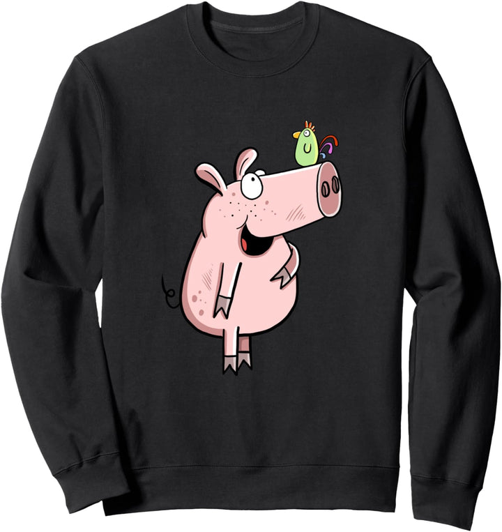 Schwein Mit Vogel I Tiermotiv Fun I Schweinchen Sweatshirt