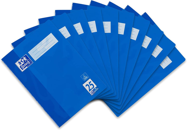 Oxford Schulheft A4, 32 Blatt, Lineatur 25, liniert, blau, 10 Stück Single, Single