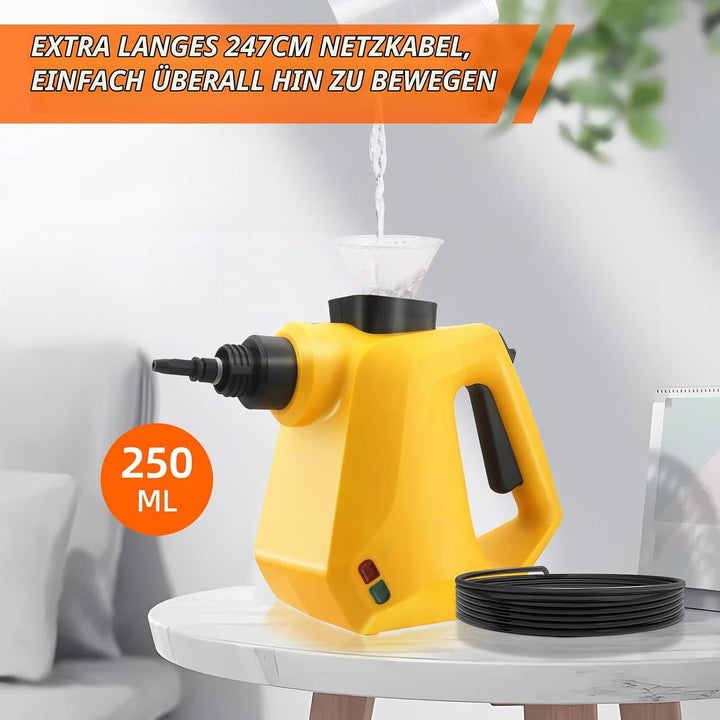 Carehabi Dampfreiniger Handgerät 105°C Dampfreiniger für Alles Dampfreiniger 250 ml Wassertank 10 Zu